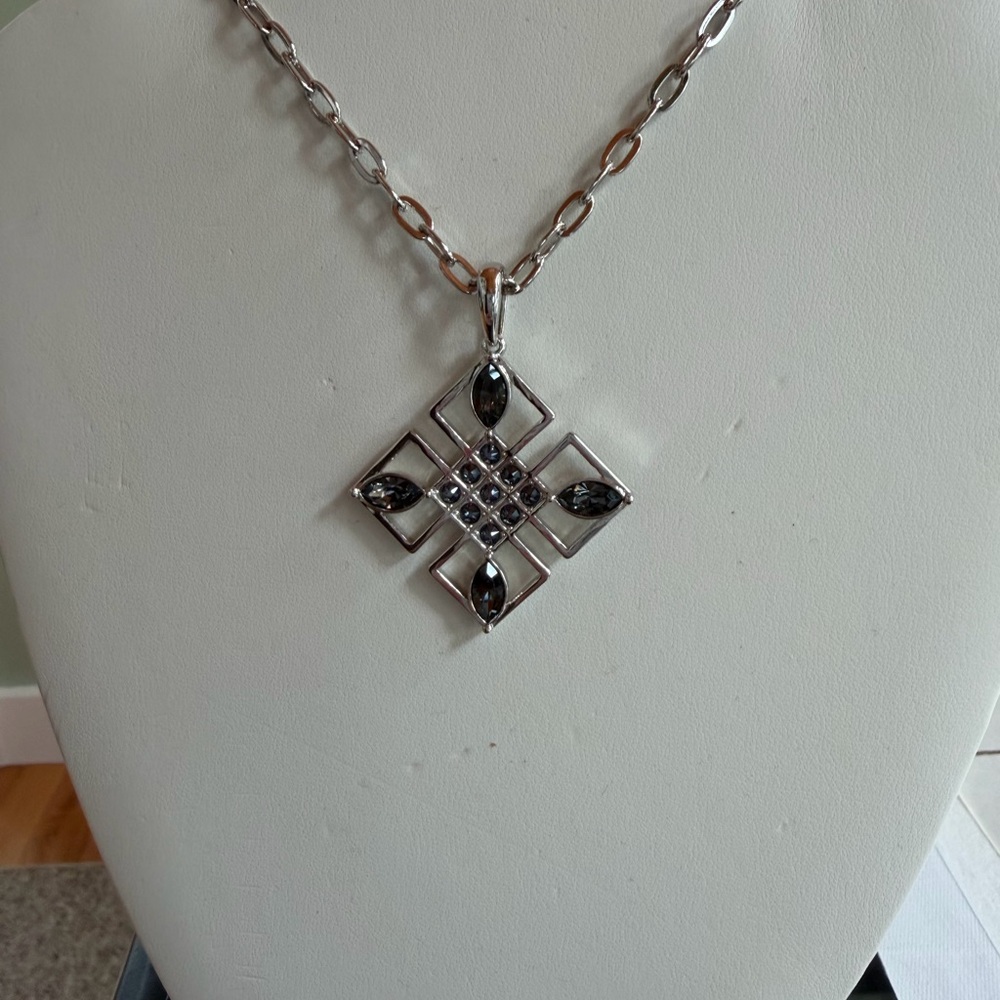 Touchstone Crystal Silver Necklace with Black Accents